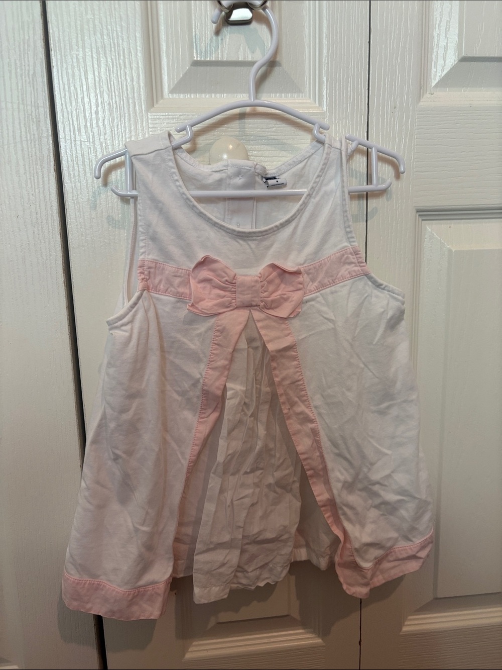 Janie and Jack White Tank Top with Light Pink Bow Trim